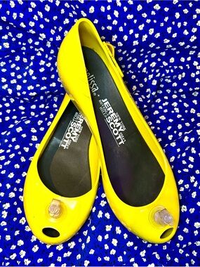 Melissa x Jeremy Scott Yellow “Inflatable” Air Valve Nozzle Ballet Flats, Size 7